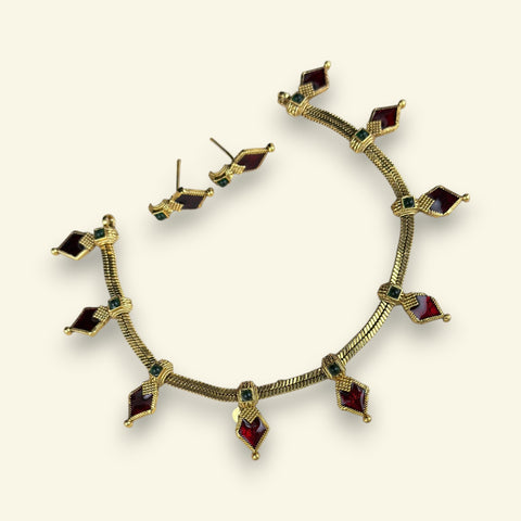 Elegant Gold Finish Traditional Kerala Palakka Necklace JH7817