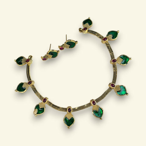 Elegant Gold Finish Traditional Kerala Palakka Necklace JH7818