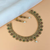 Exclusive Gold Finish Antique Necklace With Earrings JH7822