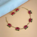 Exclusive Gold Finish Antique Necklace With Earrings JH7823