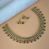 Exclusive Gold Finish Antique Necklace With Earrings JH7824