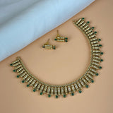 Exclusive Gold Finish Antique Necklace With Earrings JH7824