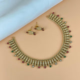 Exclusive Gold Finish Antique Necklace With Earrings JH7824