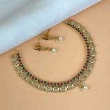 Exclusive Gold Finish Antique Necklace With Earrings JH7825