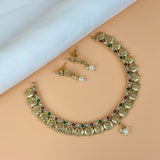 Exclusive Gold Finish Antique Necklace With Earrings JH7825