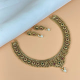 Exclusive Gold Finish Antique Necklace With Earrings JH7826