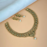 Exclusive Gold Finish Antique Necklace With Earrings JH7826
