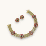 Exclusive Gold Finish Antique Necklace With Earrings JH7827