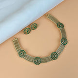 Exclusive Gold Finish Antique Necklace With Earrings JH7827