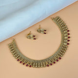 Exclusive Gold Finish Antique Necklace With Earrings JH7828