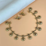 Exclusive Gold Finish Antique Necklace With Earrings JH7829