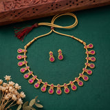 Exclusive Gold Finish Antique Necklace With Earrings JH7831