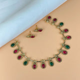Exclusive Gold Finish Antique Necklace With Earrings JH7831