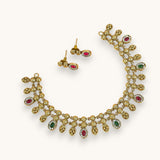 Exclusive Gold Finish Antique Necklace With Earrings JH7833