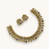 Exclusive Gold Finish Antique Necklace With Earrings JH7834