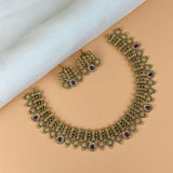 Exclusive Gold Finish Antique Necklace With Earrings JH7834