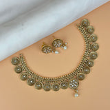 Exclusive Gold Finish Antique Necklace With Earrings JH7837
