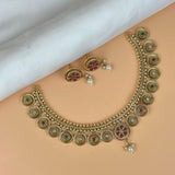 Exclusive Gold Finish Antique Necklace With Earrings JH7837