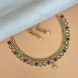 Exclusive Gold Finish Antique Necklace With Earrings JH7838