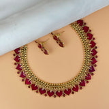 Exclusive Gold Finish Antique Necklace With Earrings JH7840