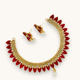 Exclusive Gold Finish Antique Necklace With Earrings JH7841