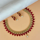 Exclusive Gold Finish Antique Necklace With Earrings JH7841