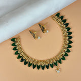 Exclusive Gold Finish Antique Necklace With Earrings JH7841