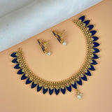 Exclusive Gold Finish Antique Necklace With Earrings JH7841