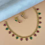 Exclusive Gold Finish Antique Necklace With Earrings JH7842