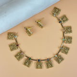 Exclusive Gold Finish Antique Necklace With Earrings JH7843
