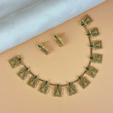 Exclusive Gold Finish Antique Necklace With Earrings JH7843