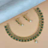 Exclusive Gold Finish Antique Necklace With Earrings JH7844