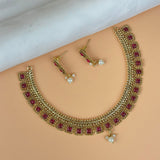Exclusive Gold Finish Antique Necklace With Earrings JH7844
