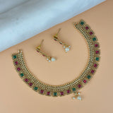 Exclusive Gold Finish Antique Necklace With Earrings JH7844