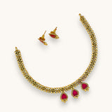 Exclusive Gold Finish Antique Necklace With Earrings JH7845