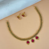 Exclusive Gold Finish Antique Necklace With Earrings JH7845