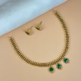 Exclusive Gold Finish Antique Necklace With Earrings JH7845