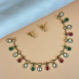 Exclusive Gold Finish Antique Necklace With Earrings JH7846