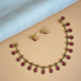 Exclusive Gold Finish Antique Necklace With Earrings JH7846