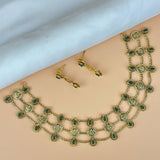 Exclusive Gold Finish Antique Necklace With Earrings JH7847