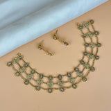 Exclusive Gold Finish Antique Necklace With Earrings JH7847