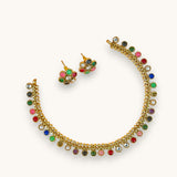 Exclusive Gold Finish Antique Necklace With Earrings JH7848