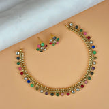 Exclusive Gold Finish Antique Necklace With Earrings JH7848
