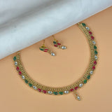 Exclusive Gold Finish Antique Necklace With Earrings JH7849