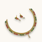 Exclusive Gold Finish Antique Necklace With Earrings JH7849