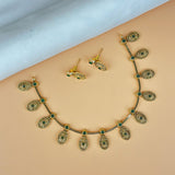 Exclusive Gold Finish Antique Necklace With Earrings JH7851