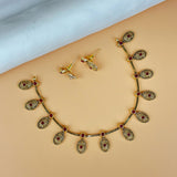 Exclusive Gold Finish Antique Necklace With Earrings JH7851