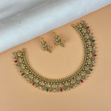 Exclusive Gold Finish Antique Necklace With Earrings JH7852
