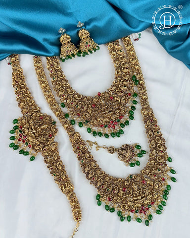 Antique Gold Plated Temple Semi Bridal Jewelry Set JH7860