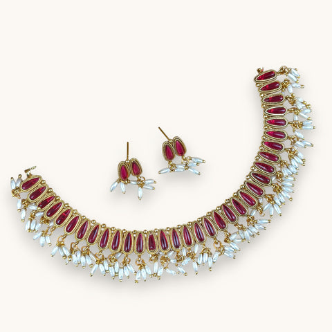 Elegant Gold Finish Traditional Kerala Palakka Necklace JH7865
